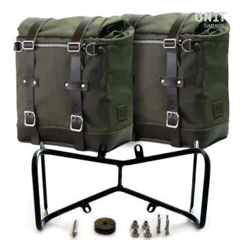 cafe 4 racer - Two canvas side panniers scram 22l-30l + symmetrical double subframe ninet - UNIT GARAGE Bags and Accessories 