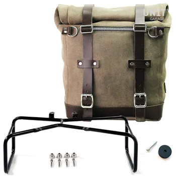 cafe 4 racer - Two waxed suede side panniers + symmetrical double subframe ninet - UNIT GARAGE Bags and Accessories 