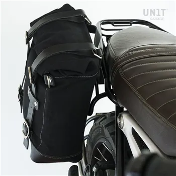 cafe 4 racer - Waxed suede side pannier scram 22l-30l + symmetrical double subframe ninet - UNIT GARAGE Bags and Accessories 