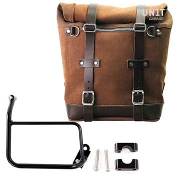 cafe 4 racer - Waxed suede side pannier scram 22l-30l + subframe r1200 gs - UNIT GARAGE Bags and accessories  