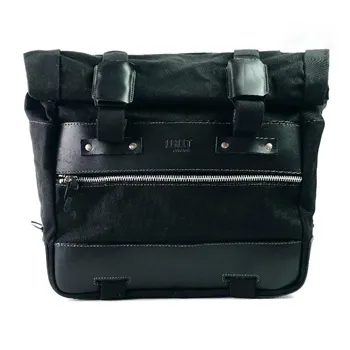 cafe 4 racer - Cult side pannier in waxed cotton with aluminium back plate + stainless steel quick release system and lock + right subframe nin - UNIT GARAGE Bags and Accessories 