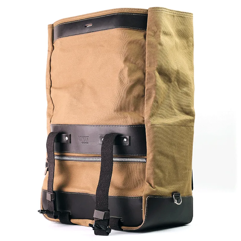 cafe 4 racer - Cult side pannier in waxed cotton with aluminium back plate + stainless steel quick release system and lock - UNIT GARAGE Bags and Accessories 