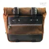 cafe 4 racer - Cult side pannier in waxed suede with aluminium back plate + stainless steel quick release system and lock - UNIT GARAGE Bags and Accessories 