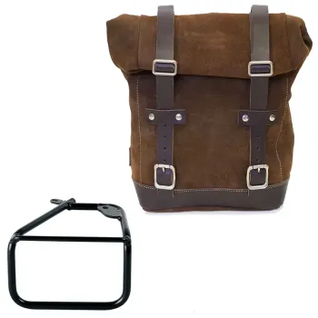 cafe 4 racer - Waxed suede side pannier 10l-14l + right subframe bmw r12 ninet - UNIT GARAGE Bags and Accessories 