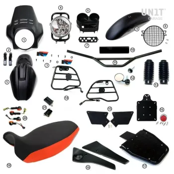 cafe 4 racer - R1150r pro sada s bočními ochrannými rámy (matná černá) - UNIT GARAGE KIT 