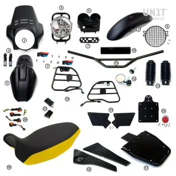 cafe 4 racer - R1150r pro sada s bočními ochrannými rámy (matná černá) - UNIT GARAGE KIT 