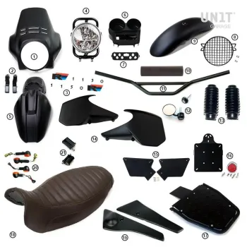 cafe 4 racer - R1150r pro kit s bočními panely nádrže (matná černá) - UNIT GARAGE KIT 