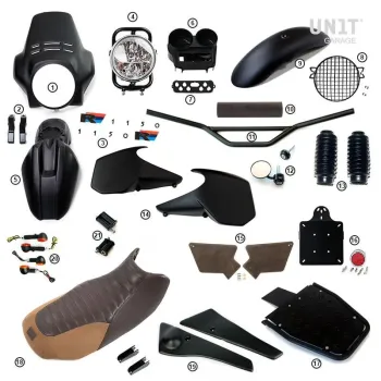 cafe 4 racer - R1150r pro kit s bočními panely nádrže (matná černá) - UNIT GARAGE KIT 