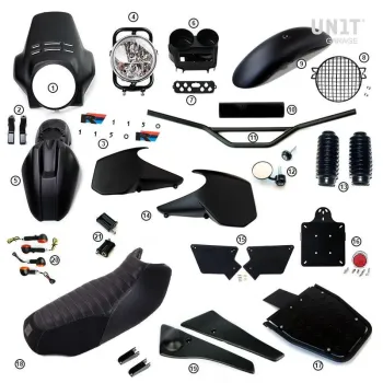 cafe 4 racer - R1150r pro kit s bočními panely nádrže (matná černá) - UNIT GARAGE KIT 