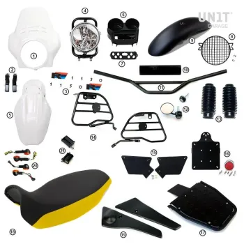 cafe 4 racer - R1150r pro sada s bočními ochrannými rámy (alpská bílá) - UNIT GARAGE KIT 