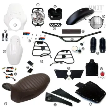 cafe 4 racer - R1150r pro sada s bočními ochrannými rámy (alpská bílá) - UNIT GARAGE KIT 
