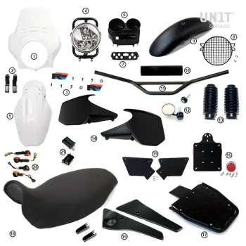 cafe 4 racer - R1150r pro kit s bočními panely nádrže (alpská bílá) - UNIT GARAGE KIT 