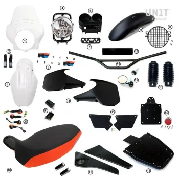 cafe 4 racer - R1150r pro kit s bočními panely nádrže (alpská bílá) - UNIT GARAGE KIT 