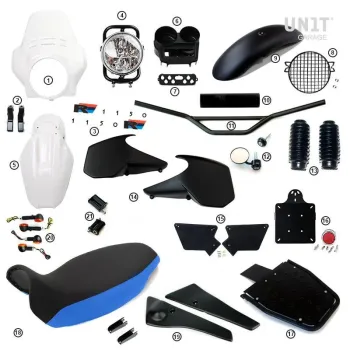 cafe 4 racer - R1150r pro kit s bočními panely nádrže (alpská bílá) - UNIT GARAGE KIT 