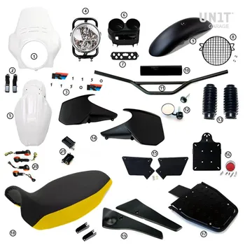 cafe 4 racer - R1150r pro kit s bočními panely nádrže (alpská bílá) - UNIT GARAGE KIT 