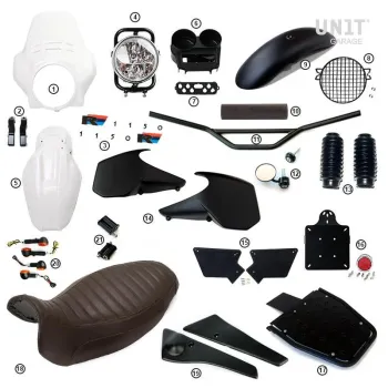 cafe 4 racer - R1150r pro kit s bočními panely nádrže (alpská bílá) - UNIT GARAGE KIT 