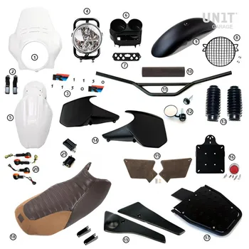 cafe 4 racer - R1150r pro kit s bočními panely nádrže (alpská bílá) - UNIT GARAGE KIT 