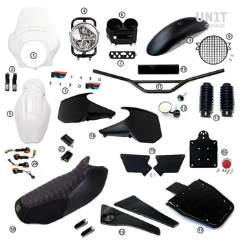 cafe 4 racer - R1150r pro kit s bočními panely nádrže (alpská bílá) - UNIT GARAGE KIT 