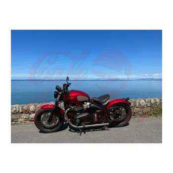 cafe 4 racer - Triumph Bobber/Speedmaster Bedlam Slash-Cut Exhaust Pipes - Brushed - Motone Triumph Bonneville 