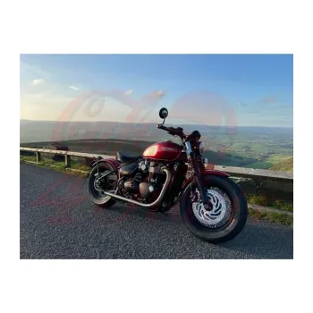 cafe 4 racer - Triumph Bobber/Speedmaster Bedlam Slash-Cut Exhaust Pipes - Brushed - Motone Triumph Bonneville 