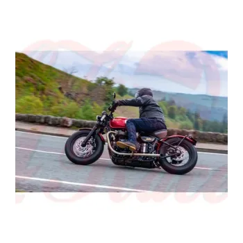 cafe 4 racer - Triumph Bobber/Speedmaster Bedlam Slash-Cut Exhaust Pipes - Brushed - Motone Triumph Bonneville 