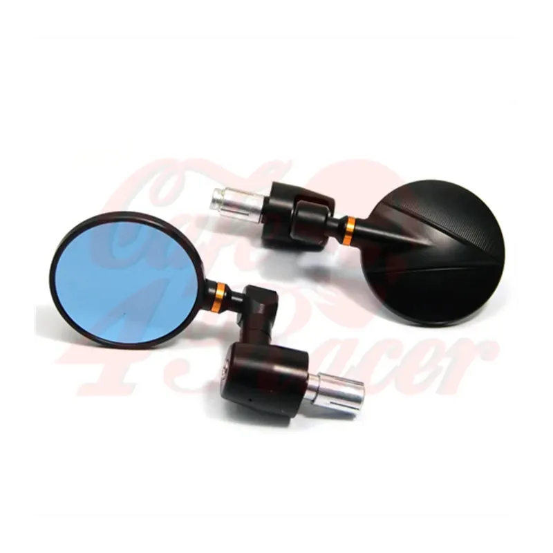 cafe 4 racer - Round Handle Bar End Side Mirrors CR2 black/silver - Cafe4Racer Bar end mirrors 