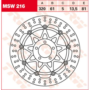 Plovoucí brzdový kotouč MSW216