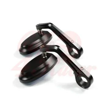 cafe 4 racer - Oval Handle Bar End Side Mirrors CR5 black CNC - Cafe4Racer Bar end mirrors 