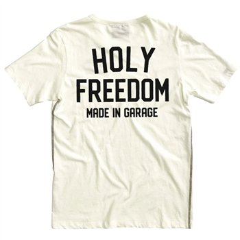 cafe 4 racer - Holy Freedom Crew tričko leave white - HOLY FREEDOM Tričká 