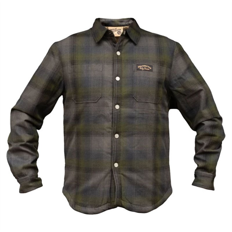 cafe 4 racer - Holy Freedom Bear lined shirt gray - HOLY FREEDOM Shirts 