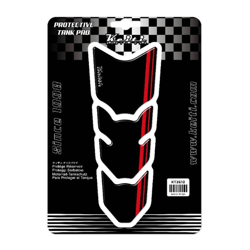 cafe 4 racer - Keiti Tankpad KT3610 | černá / červená - Keiti Boční ochranná & Popruhy  nádrže 4251926912243