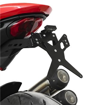 cafe 4 racer - Universal License Plate incl. E-approved LED license plate light + reflector, 2mm aluminium black coated, fits Euro - KEDO License plate holders 
