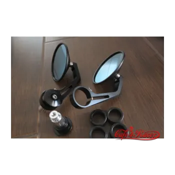 cafe 4 racer - Kulatá zpětná zrcátka CR2 černá CNC - Cafe4Racer Zrcátka na řídítka 
