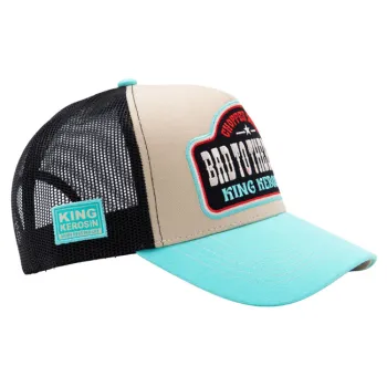 cafe 4 racer - King Kerosin Bad To The Bone trucker cap turquoise/ecru - KING KEROSIN Caps 