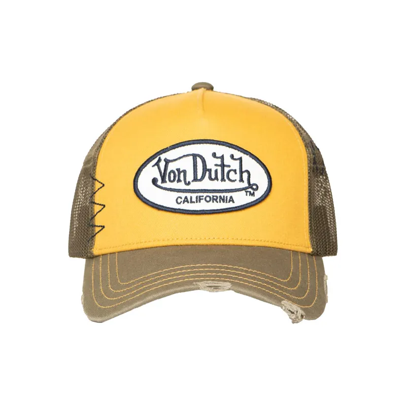 cafe 4 racer - Von Dutch Trucker mesh cap khaki/yellow - Von Dutch Caps 