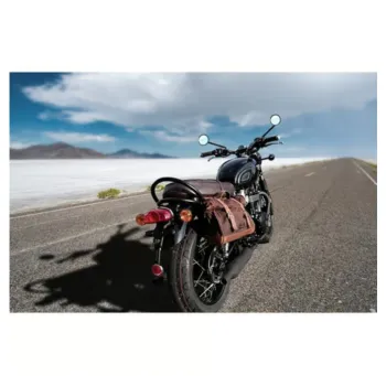 cafe 4 racer - Longride, ''Old Chopper'' waxed cotton saddlebag. Marron Brown, Universal - LONGRIDE Bags 
