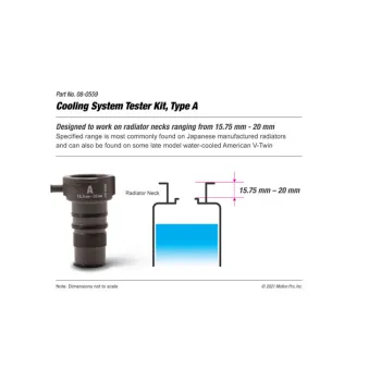 cafe 4 racer - Motion Pro, cooling system test tool. Type A – For type A (For radiator neck range  15.75 mm – 20 mm). Most water cooled H-D 201 - MOTION PRO Others 