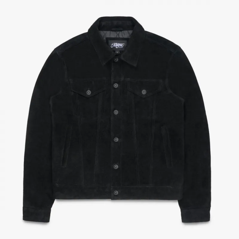 cafe 4 racer - Motone ROUGHNECK Reverse Suede Trucker Jacket (Black) - Motone Jackets 
