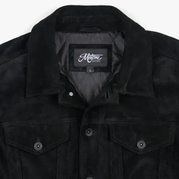 cafe 4 racer - Motone ROUGHNECK Reverzná Semišová Trucker Bunda (Čierna) - Motone Bundy 