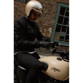 cafe 4 racer - Motone JAEGER - Motorcycle Riding Gloves - Aniline Leather - Black - Motone Gloves 