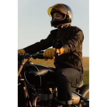 cafe 4 racer - Motone FORNO - HEATED Motorcycle Riding Gloves - Leather - Yellow - Motone Gloves 