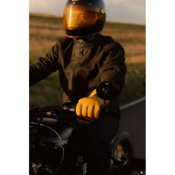 cafe 4 racer - Motone FORNO - HEATED Motorcycle Riding Gloves - Leather - Yellow - Motone Gloves 