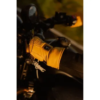cafe 4 racer - Motone FORNO - HEATED Motorcycle Riding Gloves - Leather - Yellow - Motone Gloves 