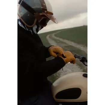 cafe 4 racer - Motone FORNO - HEATED Motorcycle Riding Gloves - Leather - Yellow - Motone Gloves 