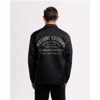 cafe 4 racer - Motone COACH Jacket - STEALTH Black/Black Logo/Reflective Rear Print - Motone Jackets 