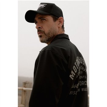 cafe 4 racer - Motone COACH Bunda - STEALTH Černá/Černé Logo/Reflexní Zadní Potisk - Motone Bundy 