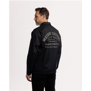 cafe 4 racer - Motone COACH Jacket - STEALTH Black/Black Logo/Reflective Rear Print - Motone Jackets 