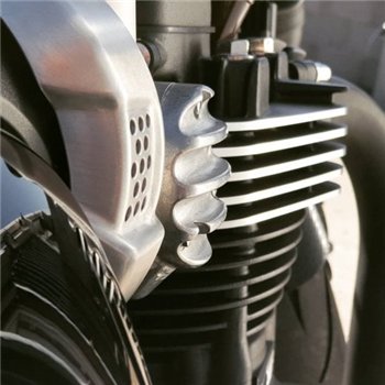 cafe 4 racer - Motone TPS Carb/Throttle Body Cover - Pair - Ribbed/Finned - Raw Finis - Motone Bonneville T120 2016-NOW 