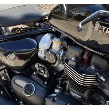 cafe 4 racer -  Motone TPS Carb/Throttle Body Cover - Pair - Union Jack - Black - Motone Triumph Thruxton 