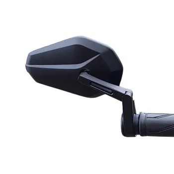 cafe 4 racer - Handlebar End Mirror "SOLID 10" D30 Black Aluminum Pair Adjustable Arm: 78mm 130 x 80mm - HS MOTO Germany Bar end mirrors 4251926907317